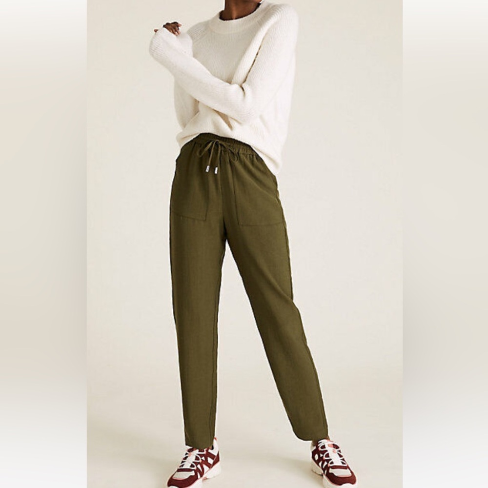 Ted Baker Ankle Grazer Trousers, Green Khaki